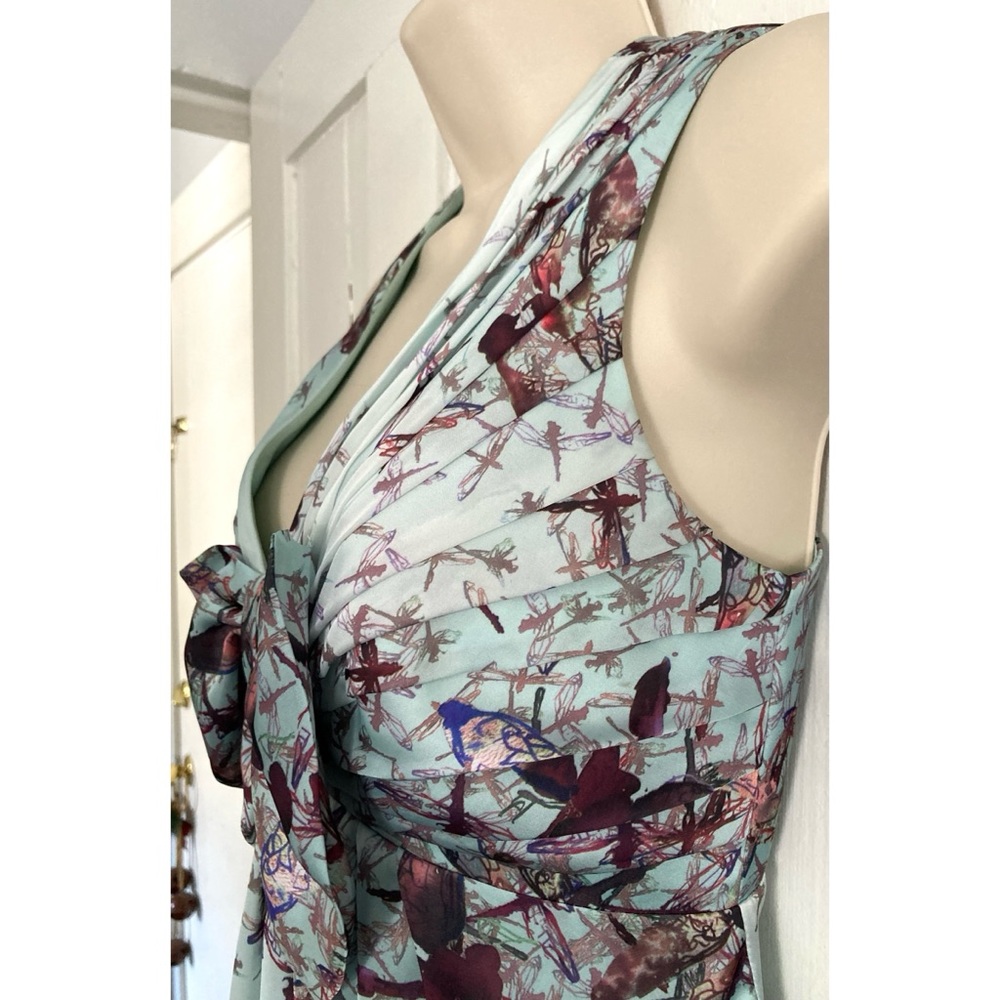 Ted Baker Dragonfly Print CARII Satin Dress Empire Waist Aqua/Light Blue - Picture 5 of 12